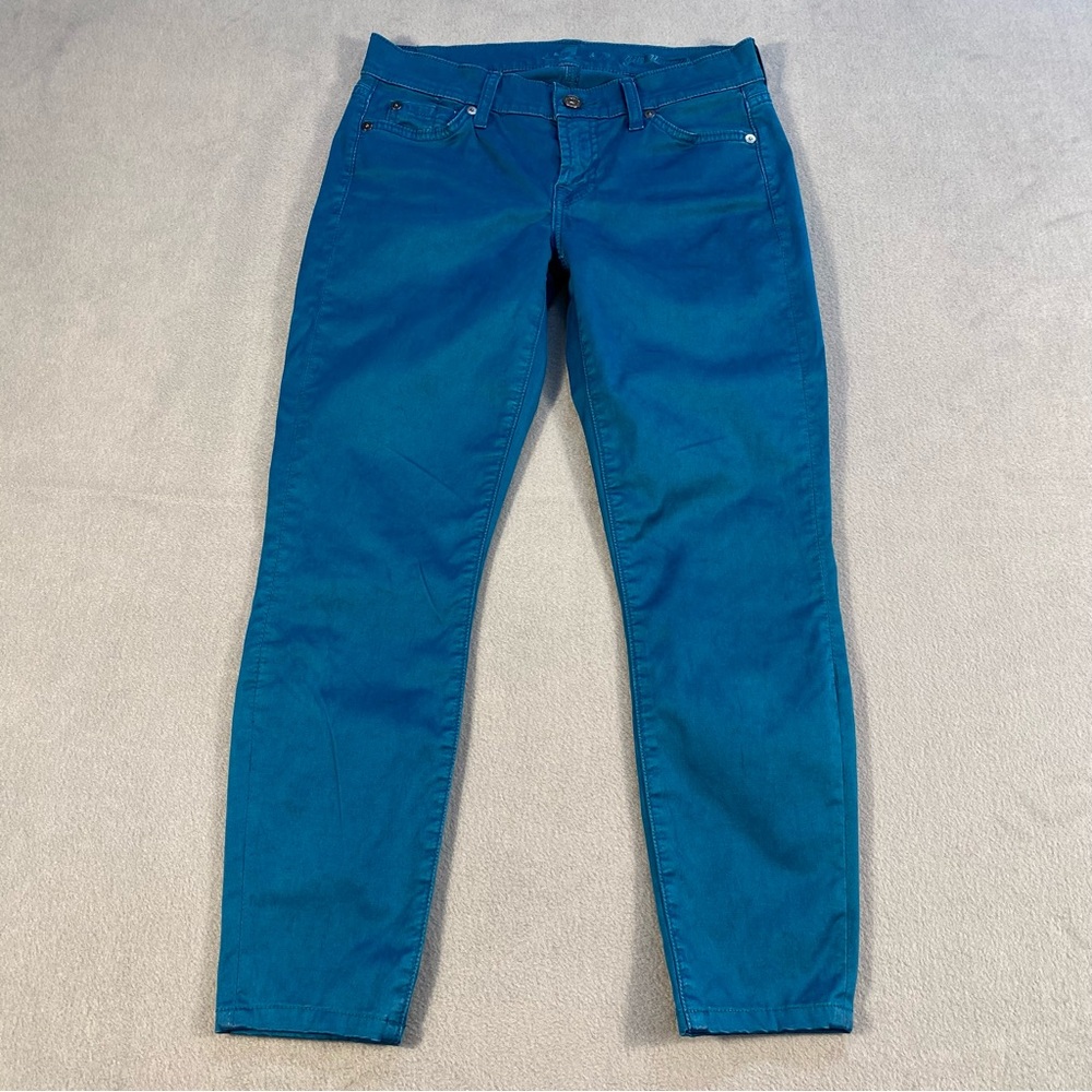 7 for all mankind Gwenevere Women's Teal skinny Ankle Jeans, size 26, 23” inseam